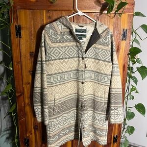 Woolrich cream colored Aztec hooded coat